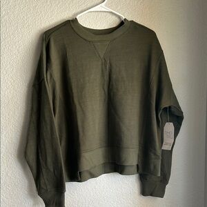 Time and Tru Olive Crewneck Pullover Sweater